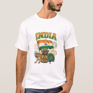 Camiseta India Patriotic Flag and National Symbols Celebrat