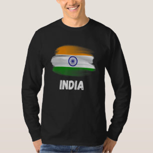 Camiseta Índia Sinalizador do Orgulho de Bandeira Retro Ind