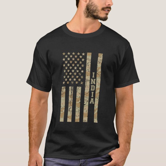 Camiseta India South Asian Desert Camo Distressed American  (Frente)
