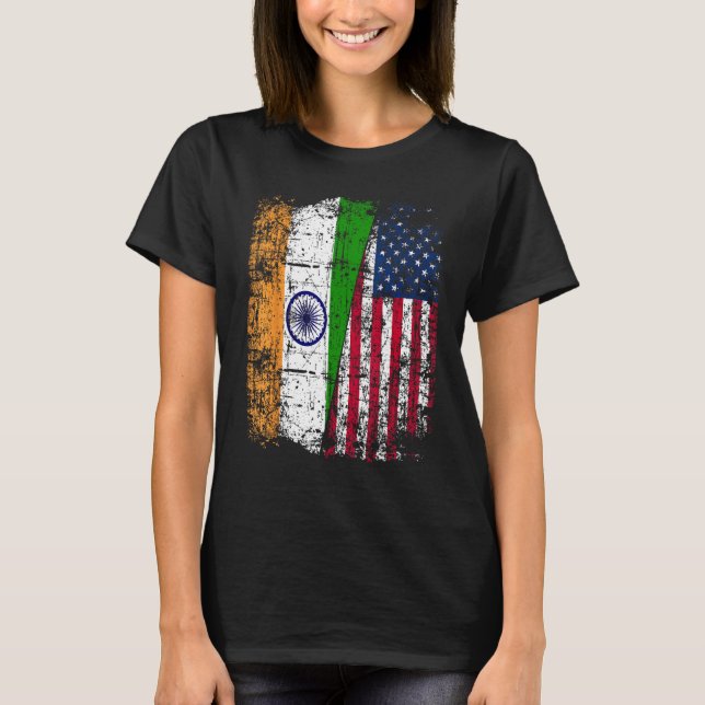 Camiseta India USA Flag - Indian American (Frente)