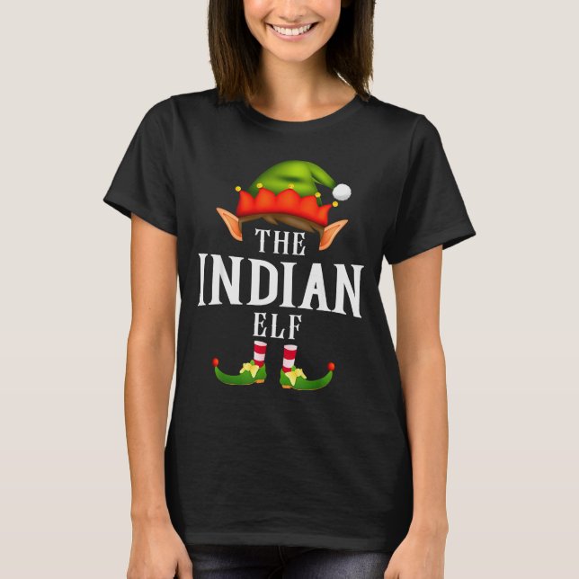 Camiseta Indian Elf Group Funny Christmas Pajama Party  (Frente)