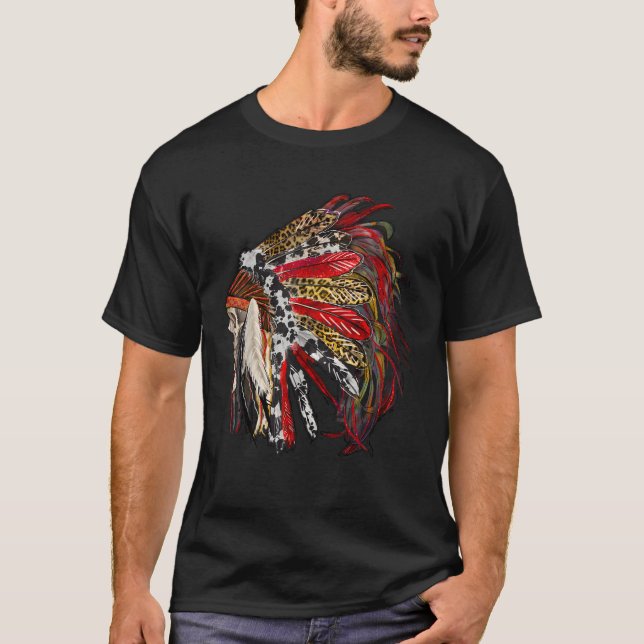 Camiseta Indian Feather Headdress Western Native American (Frente)