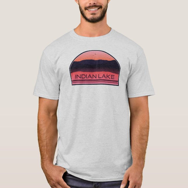 Camiseta Indian Lake New York Red Sunrise (Frente)
