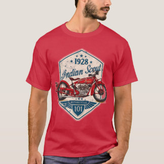Camiseta Indian Scout 101 1928 Moto Antiga Motocicleta retr