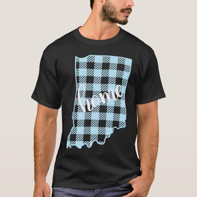 Camiseta Indiana Buffalo Plaid Home State Country Blue West (Frente)