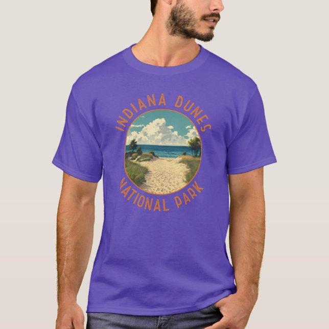 Camiseta Indiana Dunes National Park Retro Distressed Circl (Frente)