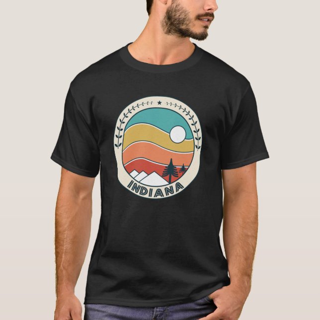 Camiseta Indiana Retro Vintage Sunset Indiana Mountain Souv (Frente)