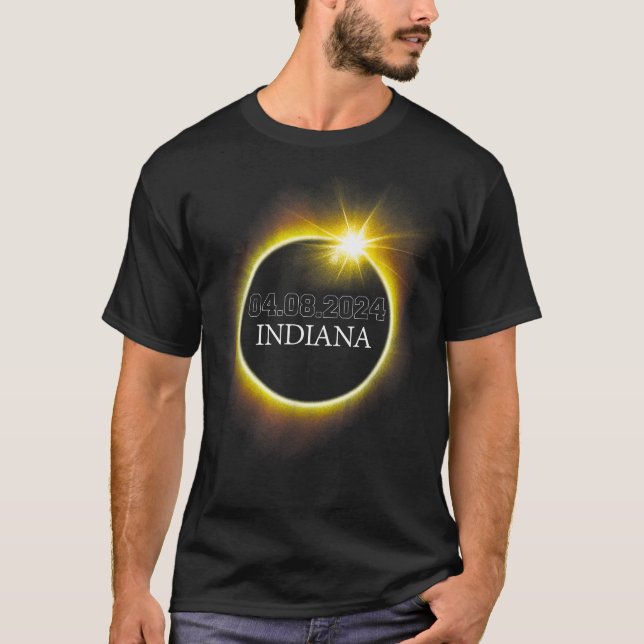 Camiseta Indiana Total Solar Eclipse 8 de abril de 2024 EUA (Frente)