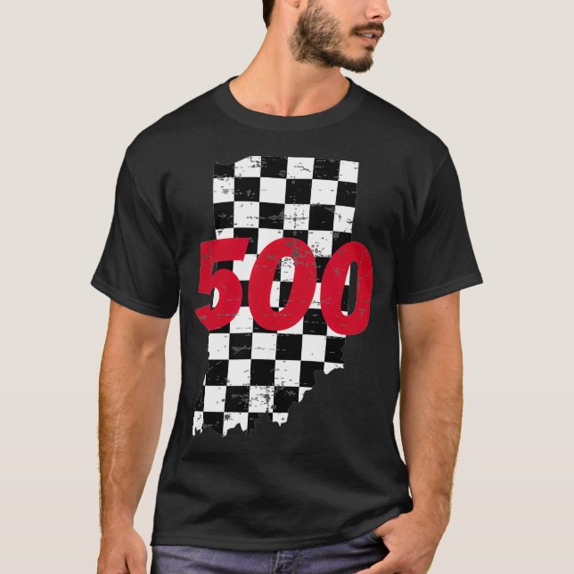 Camiseta Indianapolis  Indiana State 500 Race Car Distresse (Frente)