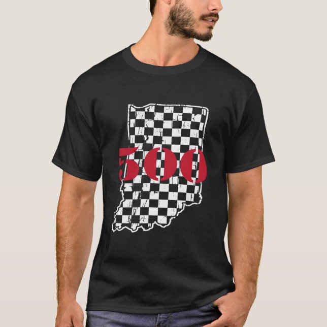 Camiseta Indianapolis Indiana State 500 Race Car Distressed (Frente)