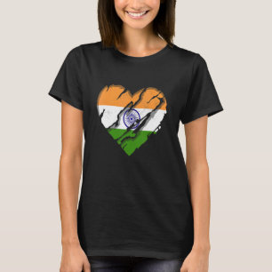 Camiseta Indiano do Coração do Orgulho Indiano da Bandeira