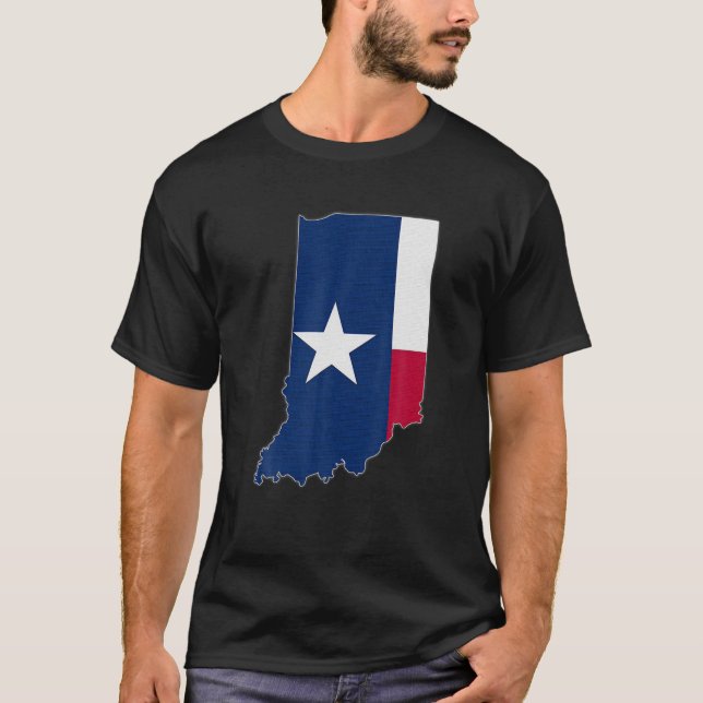 Camiseta INDIANO ESTADO MAPA TEXAS TX Flag Raízes Homens Mu (Frente)