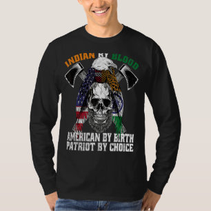 Camiseta Indiano Por Blood American Por Nascimento Patriota