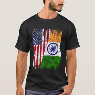 Camiseta Indiano Raízes Metade da Bandeira Americana Usa Ba