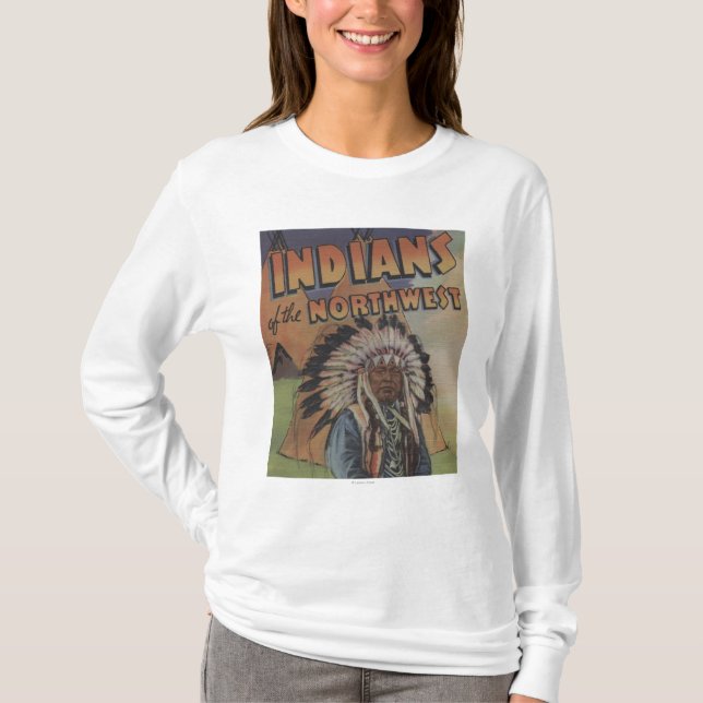 Camiseta Indianos do noroeste - chefe indiano & Teepee (Frente)