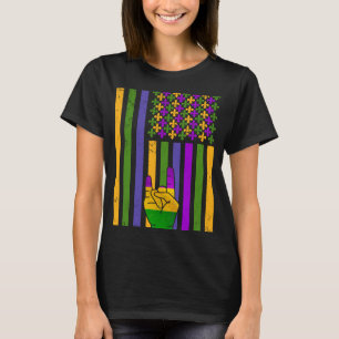 Camiseta Indicador Americano Mardi Gras Rocker Rock Hand Si