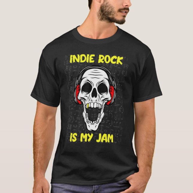 Camiseta Indie Rock É O Meu Emperramento - Caveira E Fones  (Frente)
