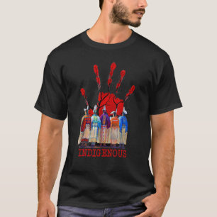 Camiseta Indígenas Americana de Mão Vermelha