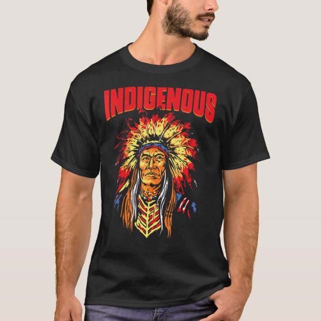 Camiseta Indígenas Americano Nativo de Sangue Indiano de Mã (Frente)