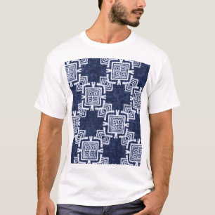 Camiseta Indígo torcido com verificação de fundo texturizad