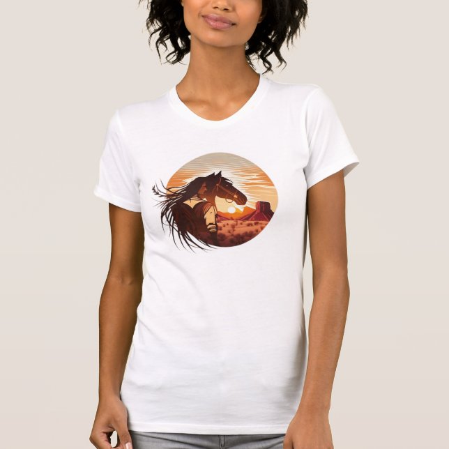 Camiseta índio com cavalo no deserto (Frente)