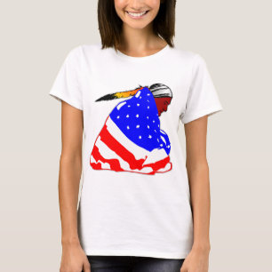 Camiseta Índio Nativo Americano Invadido Na Bandeira Ameri