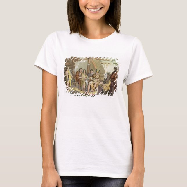 Camiseta Índios que comercializam com La Perouse no Canadá  (Frente)