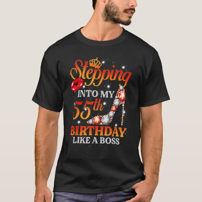 Camiseta Indo Ao Meu 55º Aniversário Como Um Chefe Bday W (Frente)