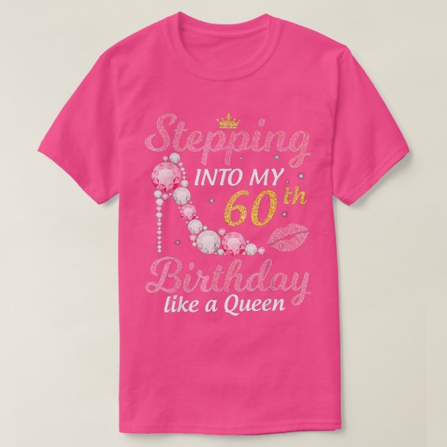 Camiseta Indo Ao Meu 60º Aniversário Como Uma Rainha Feliz (Frente do Design)