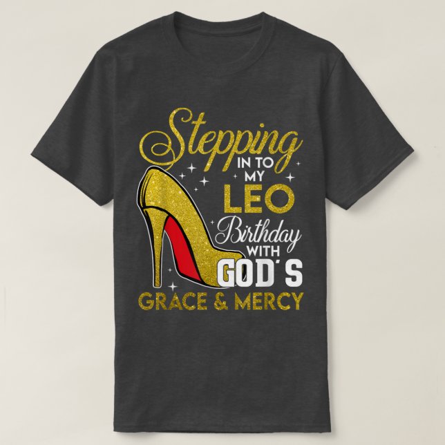Camiseta Indo Ao Meu Aniversário De Leo Com Deuses Grace Me (Frente do Design)