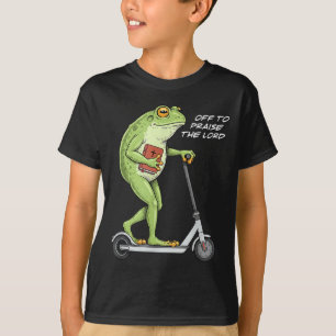 Camiseta Indo Louvar O Senhor Sapo Engraçado Meme Cristão