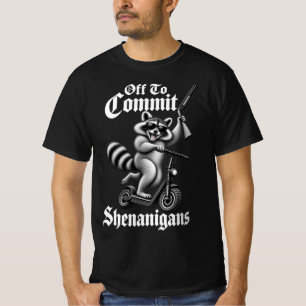 Camiseta Indo para cometer travessuras, um guaxinim engraça