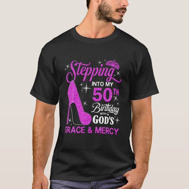 Camiseta Indo para o meu 50º aniversário com a Graça de Deu (Frente)