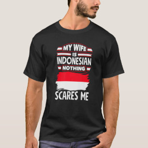 Camiseta Indonésia Bandeira da Indonésia Minha Esposa é Ind