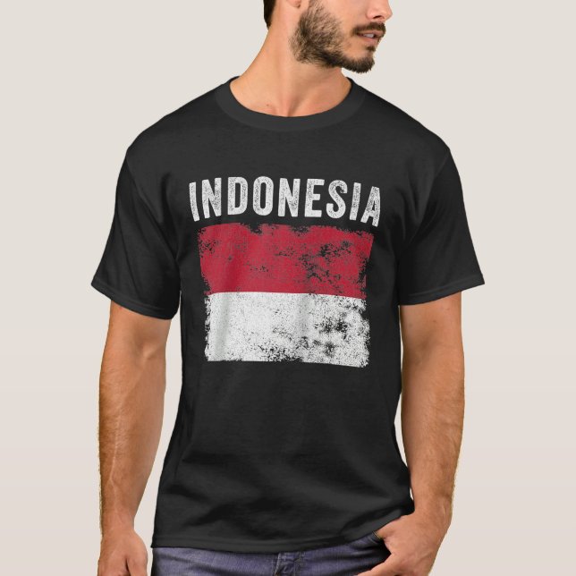 Camiseta Indonésia Bandeira Homens com Dificuldade Mulheres (Frente)