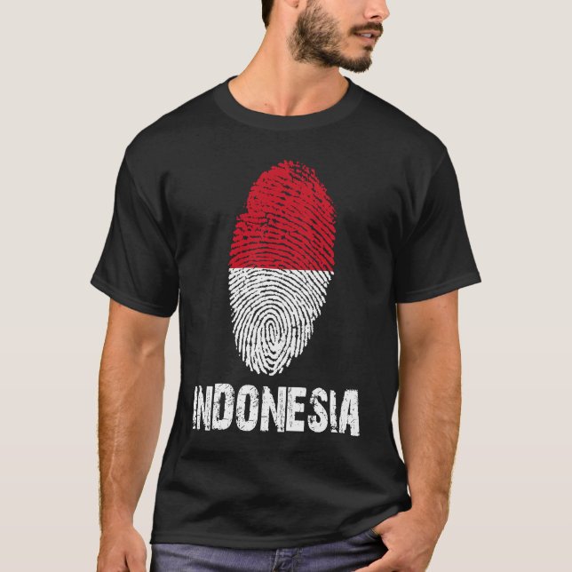Camiseta INDONÉSIA Finger Impressão Flag I Love Indonesia T (Frente)