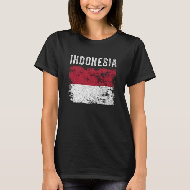 Camiseta Indonesia Flag Distressed Men Women Kids Indonesia (Frente)