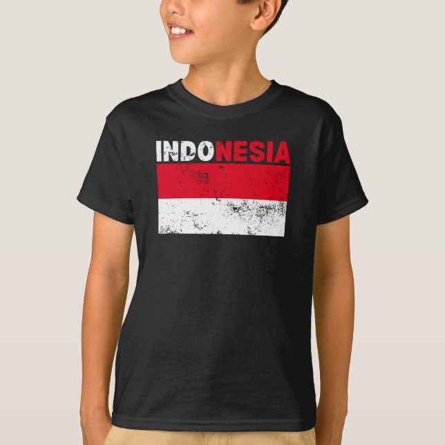 Camiseta Indonésia Flag Vintage T-Shirt (Frente)