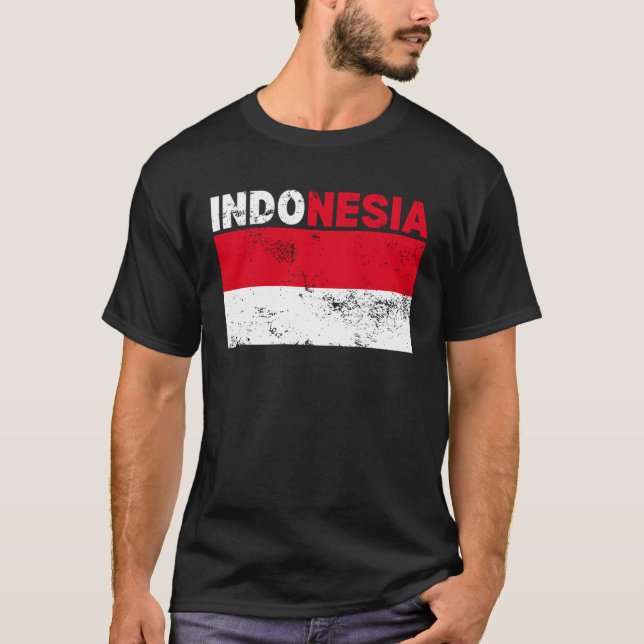 Camiseta Indonésia Flag Vintage T-Shirt (Frente)