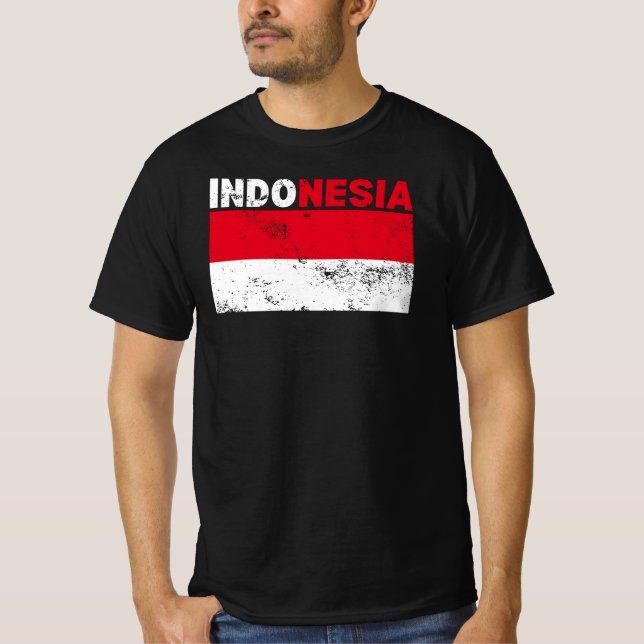 Camiseta Indonésia Flag Vintage T-Shirt (Frente)