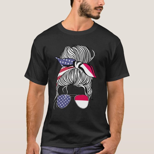 Camiseta Indonesian American Patriot Grown Proud Women Girl (Frente)