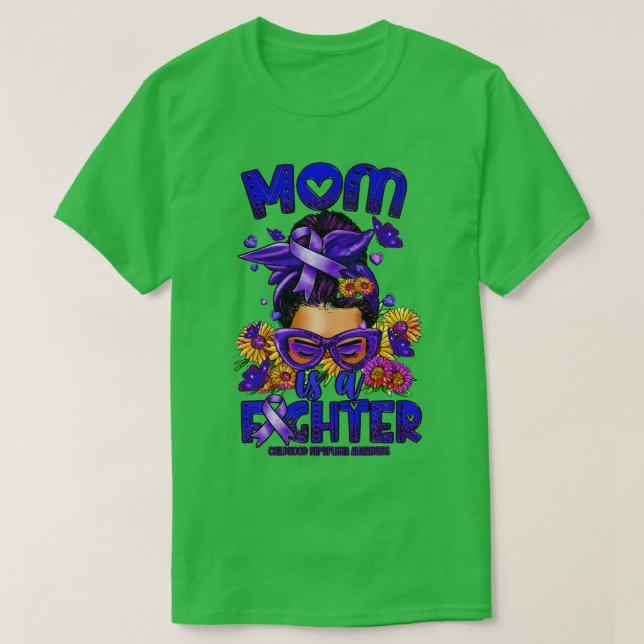 Camiseta Infância Hemiplegia Consciência Mãe lutador bagunç (Frente do Design)