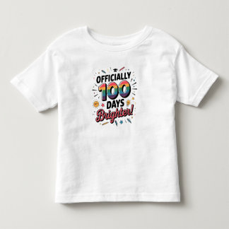 Camiseta Infantil 100º Dia de Aula, Oficialmente 100 Dias Mais Brilh