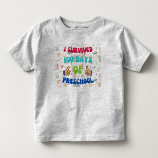 Camiseta Infantil 100º dia, Sobrevivi 100 Dias de Pré-escola