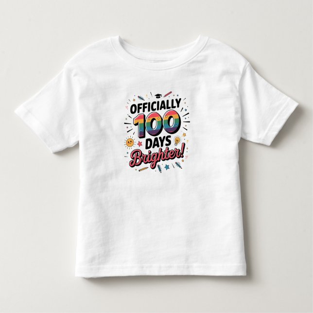 Camiseta Infantil 100th Day of School, Officially 100 Days Brighter (Frente)