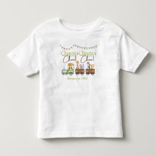 Camiseta Infantil 2º Aniversário Fofo Chugga Aquarela Trem de Animai