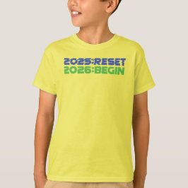 Camiseta infantil 2025:RESET/2026:BEGIN