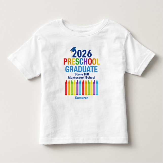 Camiseta Infantil 2026 Preschool Graduate Cute Customizable (Frente)