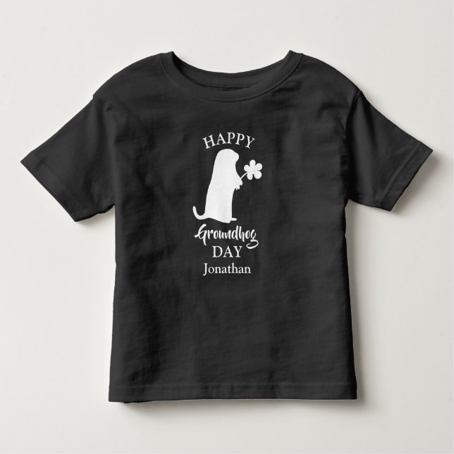 Camiseta Infantil 2 de fevereiro | Nome Personalizado Feliz do Dia d (Frente)