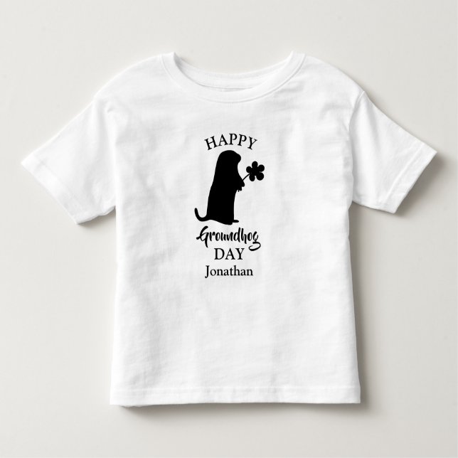 Camiseta Infantil 2 de fevereiro | Nome Personalizado Feliz do Dia d (Frente)